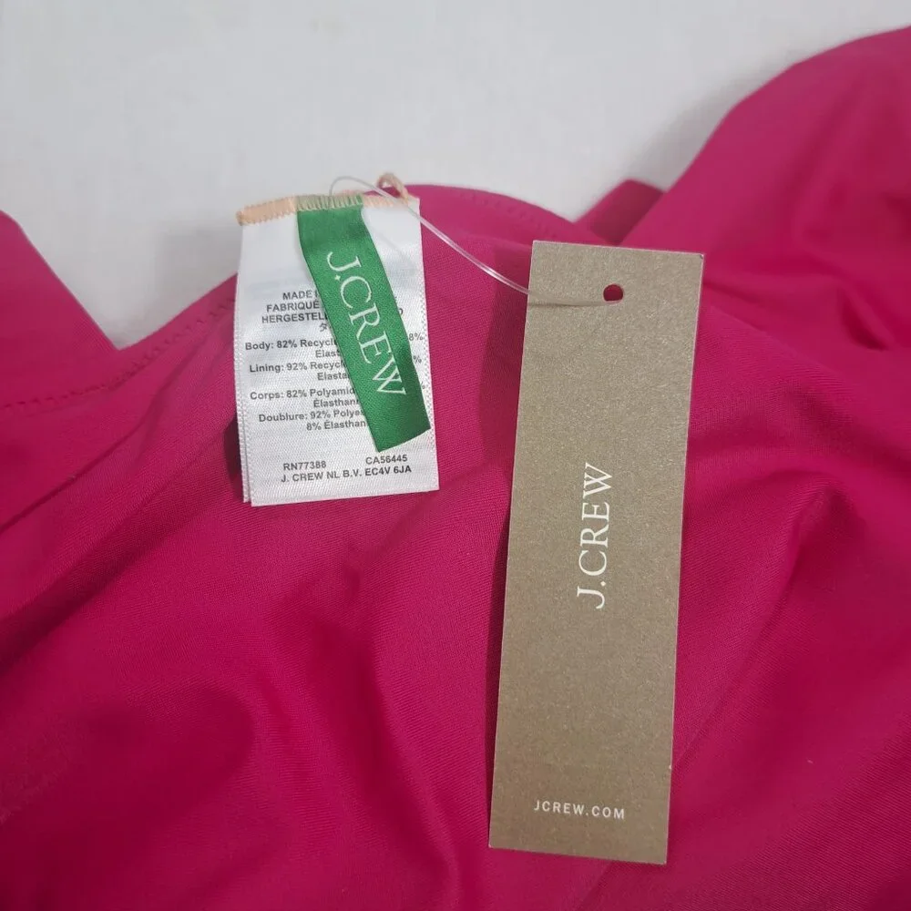 NEW j.crew women's‎ ruched ruffle one-piece swimsuit, radiant fuchsia, size 10